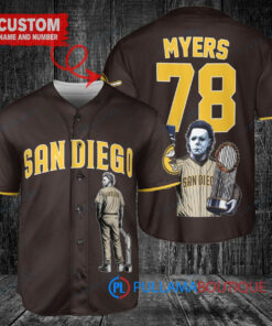 San Diego Padres x Halloween Michael Myers with Trophy Custom Baseball Jersey Brown