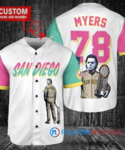 San Diego Padres x Halloween Michael Myers with Trophy Custom Baseball Jersey White City Connect