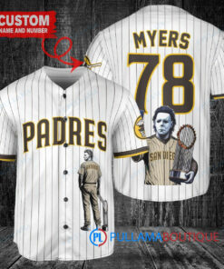 San Diego Padres x Halloween Michael Myers with Trophy Custom Baseball Jersey White