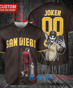 San Diego Padres x Joker DC Comics with Trophy Custom Baseball Jersey Brown