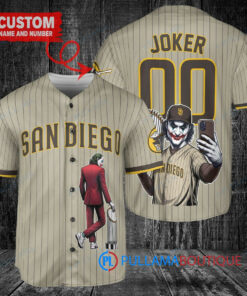 San Diego Padres x Joker DC Comics with Trophy Custom Baseball Jersey Tan