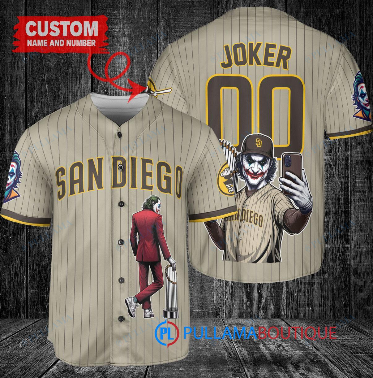 Houston Astros x Joker DC Comics with Trophy Custom Baseball Jersey Navy City Connect