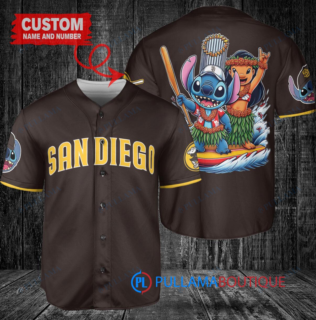 Los Angeles Angels x Lilo & Stitch with Trophy Baseball Jersey Cream