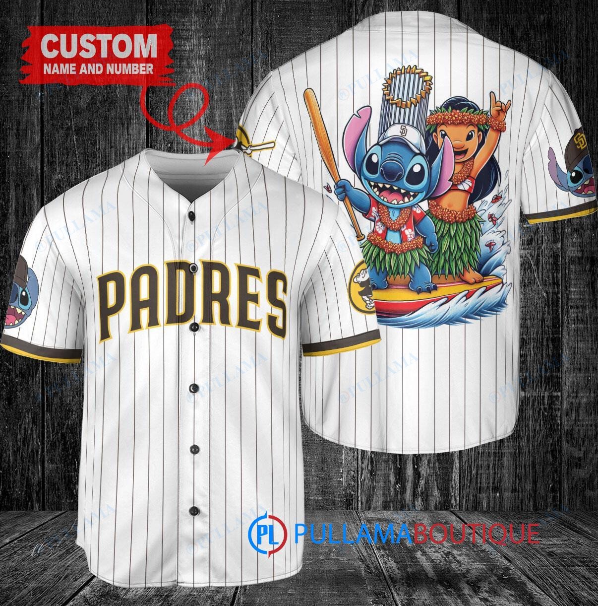 Pittsburgh Pirates x Lilo & Stitch with Trophy Baseball Jersey Gold City Connect