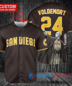 San Diego Padres x Lord Voldemort Harry Potter with Trophy Custom Baseball Jersey Brown