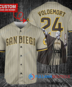 San Diego Padres x Lord Voldemort Harry Potter with Trophy Custom Baseball Jersey Tan