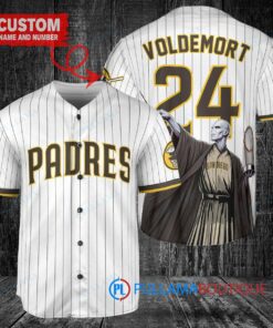 San Diego Padres x Lord Voldemort Harry Potter with Trophy Custom Baseball Jersey White