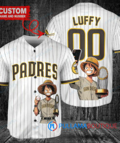 San Diego Padres x Luffy One Piece with Trophy Custom Baseball Jersey White