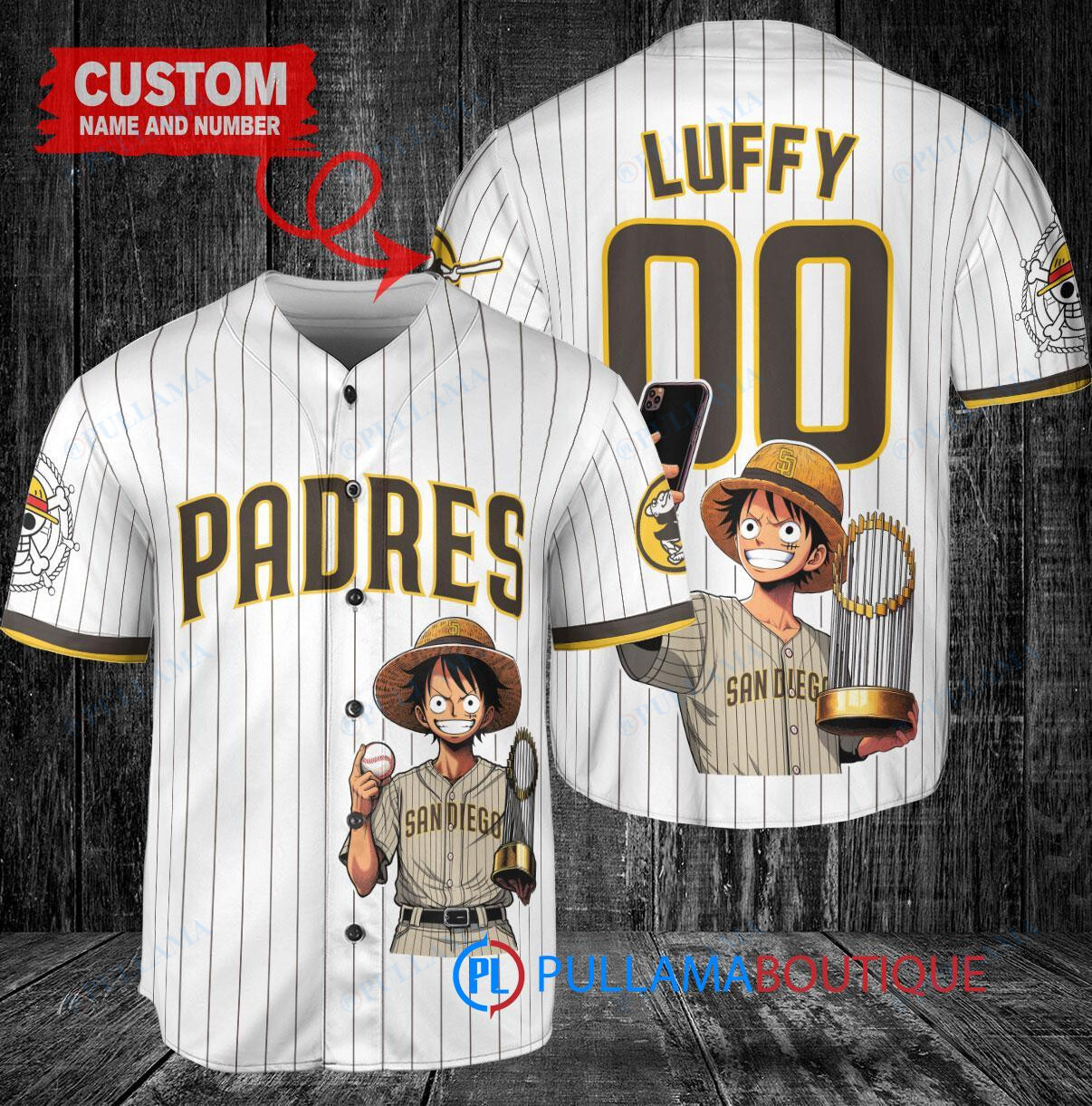 Atlanta Braves x Luffy One Piece Baseball Jersey White – City Connect Trophy