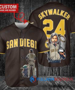 San Diego Padres x Luke Skywalker Star Wars with Trophy Custom Baseball Jersey Brown