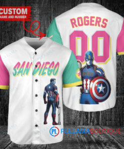 San Diego Padres x Marvel Captain America Steve Rogers Baseball Jersey White