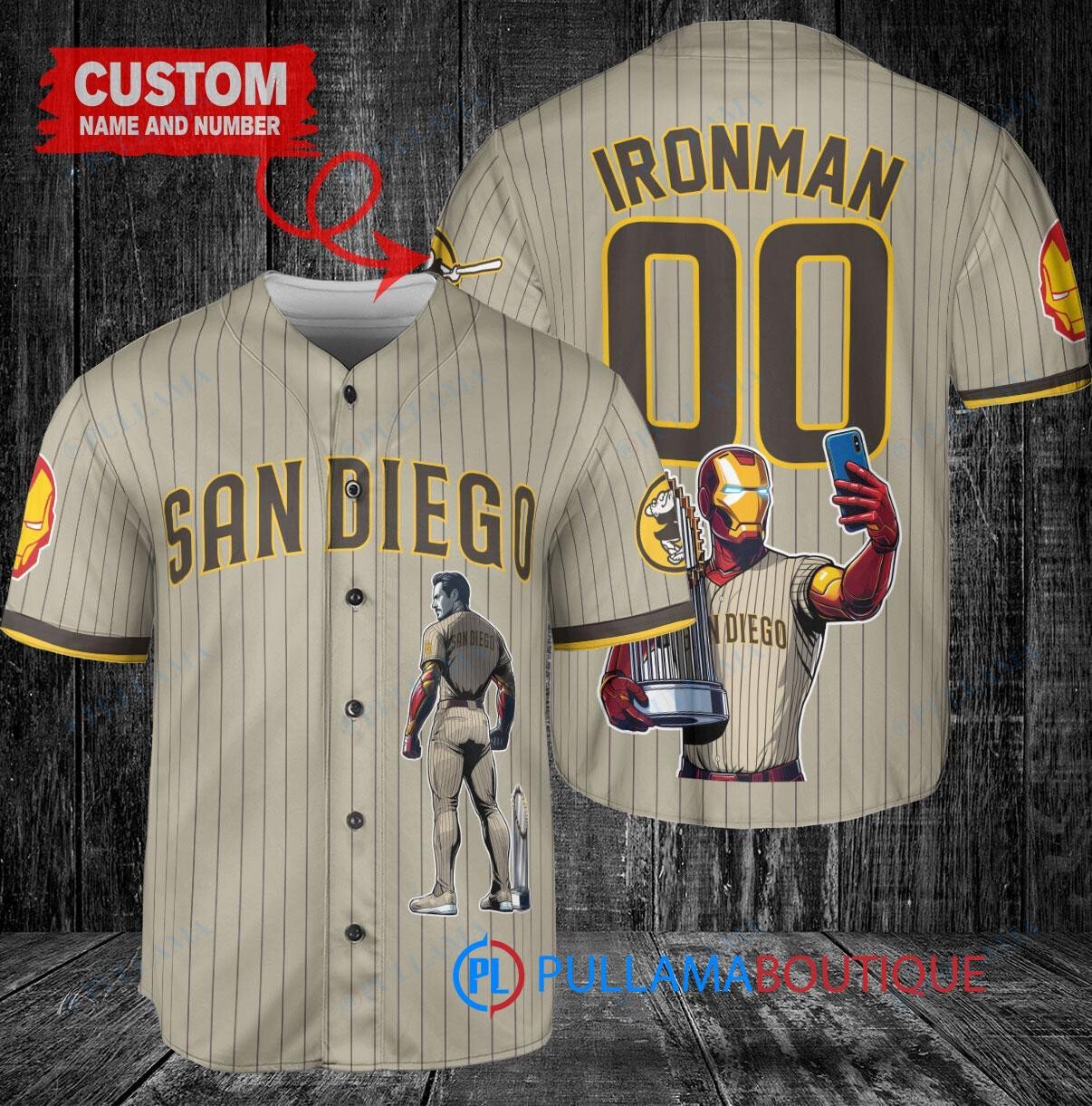 Philadelphia Phillies x Marvel Iron Man Tony Stark with Trophy Custom Baseball Jersey Red