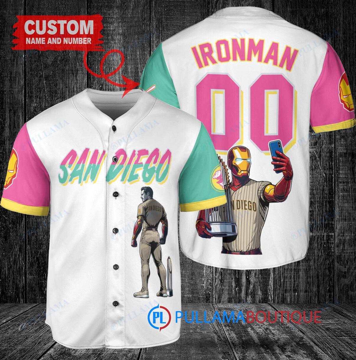 Arizona Diamondbacks x Marvel Iron Man Tony Stark with Trophy Custom Baseball Jersey Cream-Purple