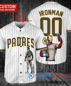 San Diego Padres x Marvel Iron Man Tony Stark with Trophy Custom Baseball Jersey White