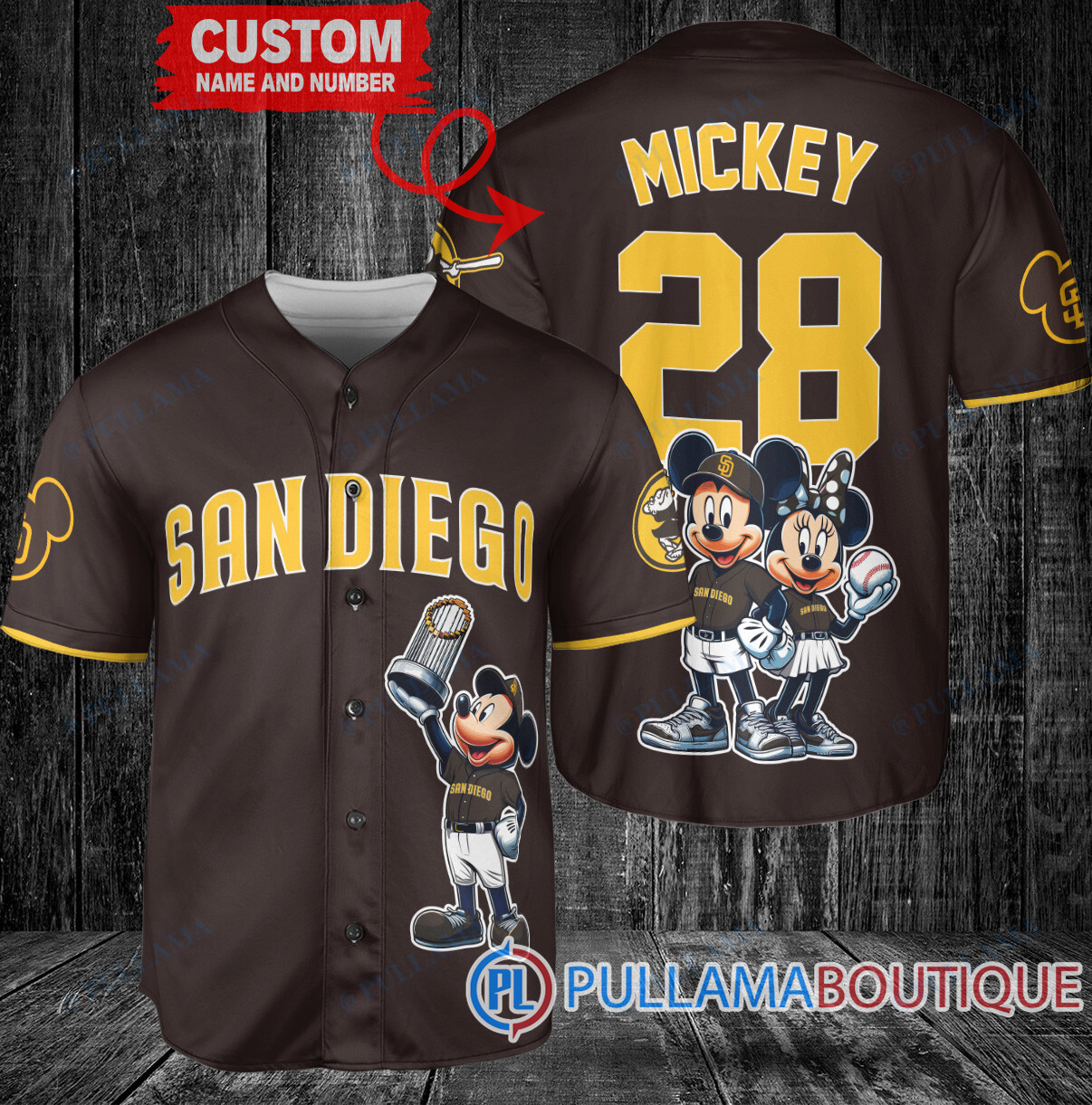 Boston Red Sox x Mickey and Minnie with Trophy Baseball Jersey Red