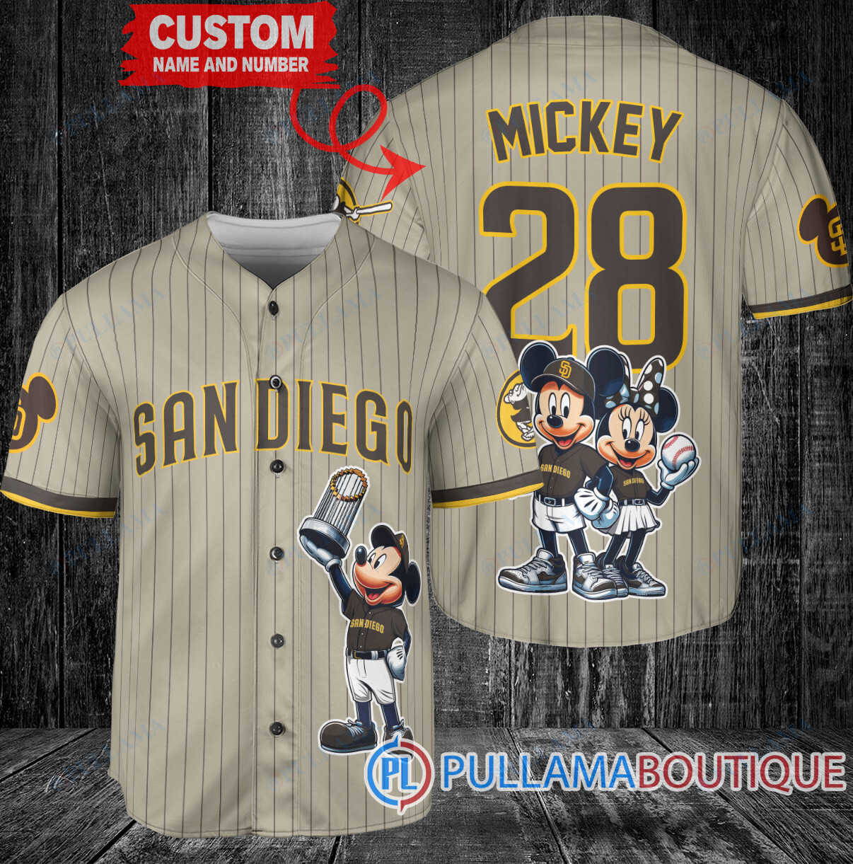 Minnesota Twins x Mickey and Minnie with Trophy Baseball Jersey White