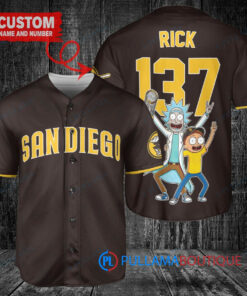 San Diego Padres x Rick and Morty with Trophy Custom Baseball Jersey Brown