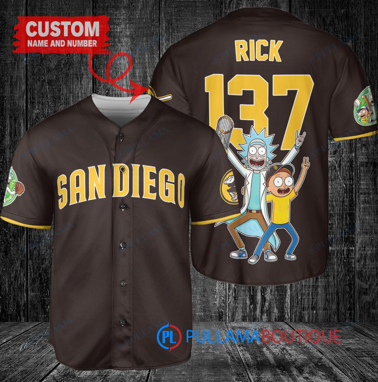 San Francisco Giants x Rick and Morty with Trophy Custom Baseball Jersey Black