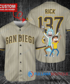 San Diego Padres x Rick and Morty with Trophy Custom Baseball Jersey Tan