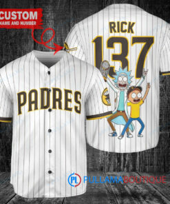 San Diego Padres x Rick and Morty with Trophy Custom Baseball Jersey White