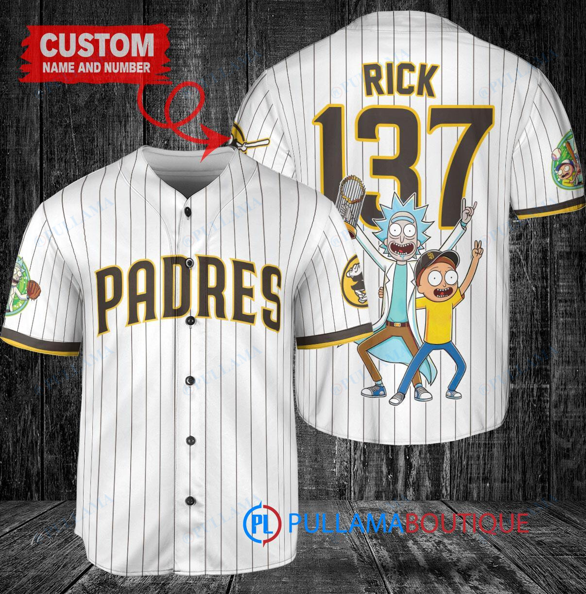 Boston Red Sox x Rick and Morty with Trophy Custom Baseball Jersey White