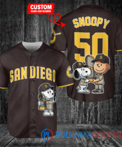 San Diego Padres x Snoopy and Charlie Brown with Trophy Baseball Jersey Brown