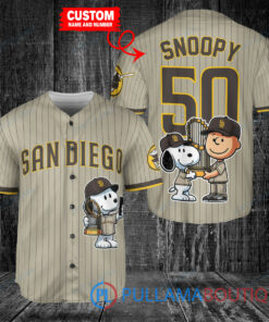 San Diego Padres x Snoopy and Charlie Brown with Trophy Baseball Jersey Tan