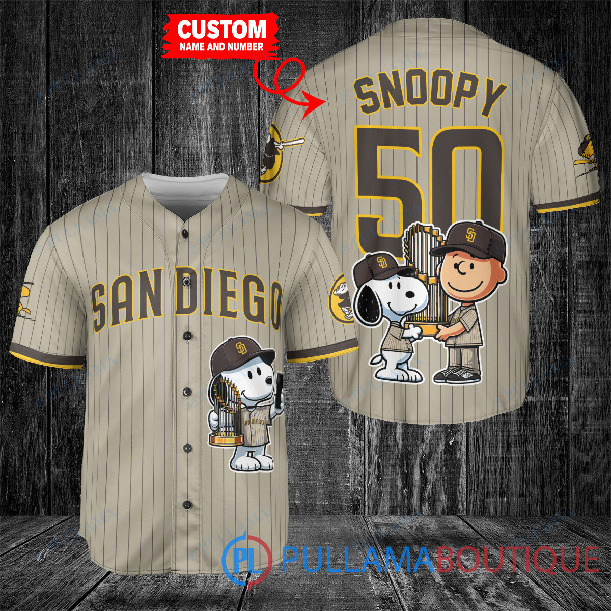 St. Louis Cardinals x Snoopy and Charlie Brown with Trophy Baseball Jersey Cream