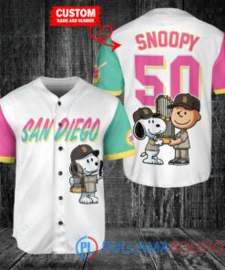 San Diego Padres x Snoopy and Charlie Brown with Trophy Baseball Jersey White