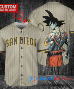 San Diego Padres x Son Goku Kakarot Super Saiyan Dragon Ball Z with Trophy Baseball Jersey Tan