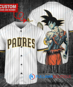 San Diego Padres x Son Goku Kakarot Super Saiyan Dragon Ball Z with Trophy Baseball Jersey White