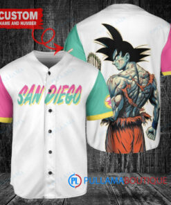 San Diego Padres x Son Goku Kakarot Super Saiyan Dragon Ball Z with Trophy Baseball Jersey White City Connect