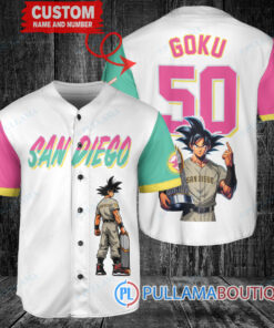 San Diego Padres x Son Goku Kakarot Super Saiyan Dragon Ball Z with Trophy Baseball Jersey White City Connect V2