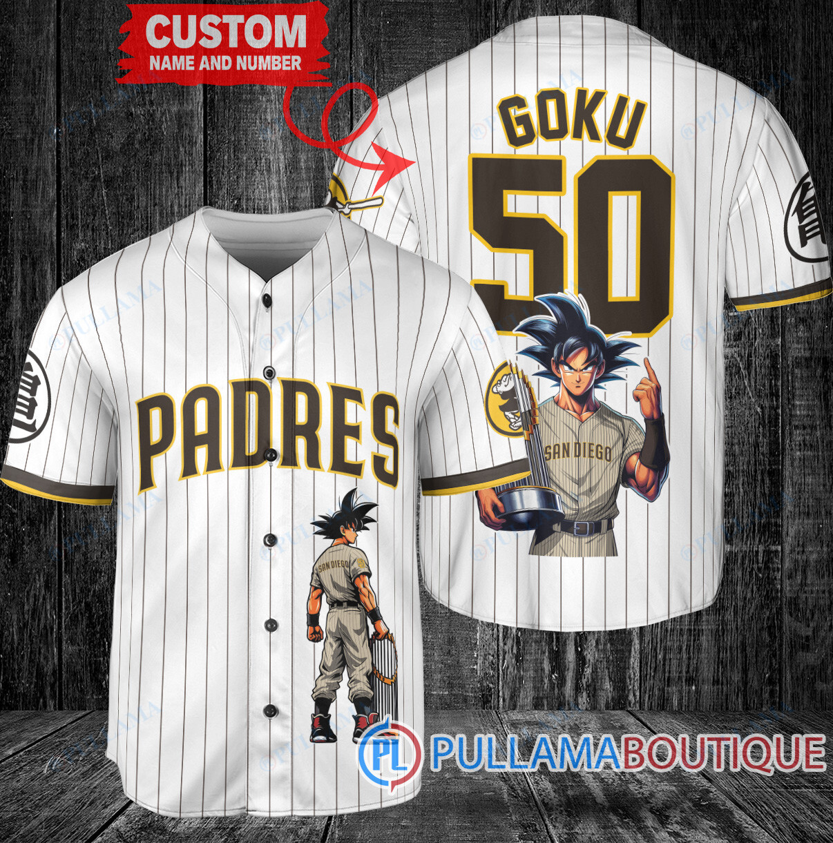 New York Yankees x Son Goku Kakarot Super Saiyan Dragon Ball Z with Trophy Baseball Jersey White V2