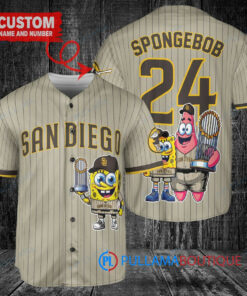 San Diego Padres x SpongeBob SquarePants with Trophy Custom Baseball Jersey Tan