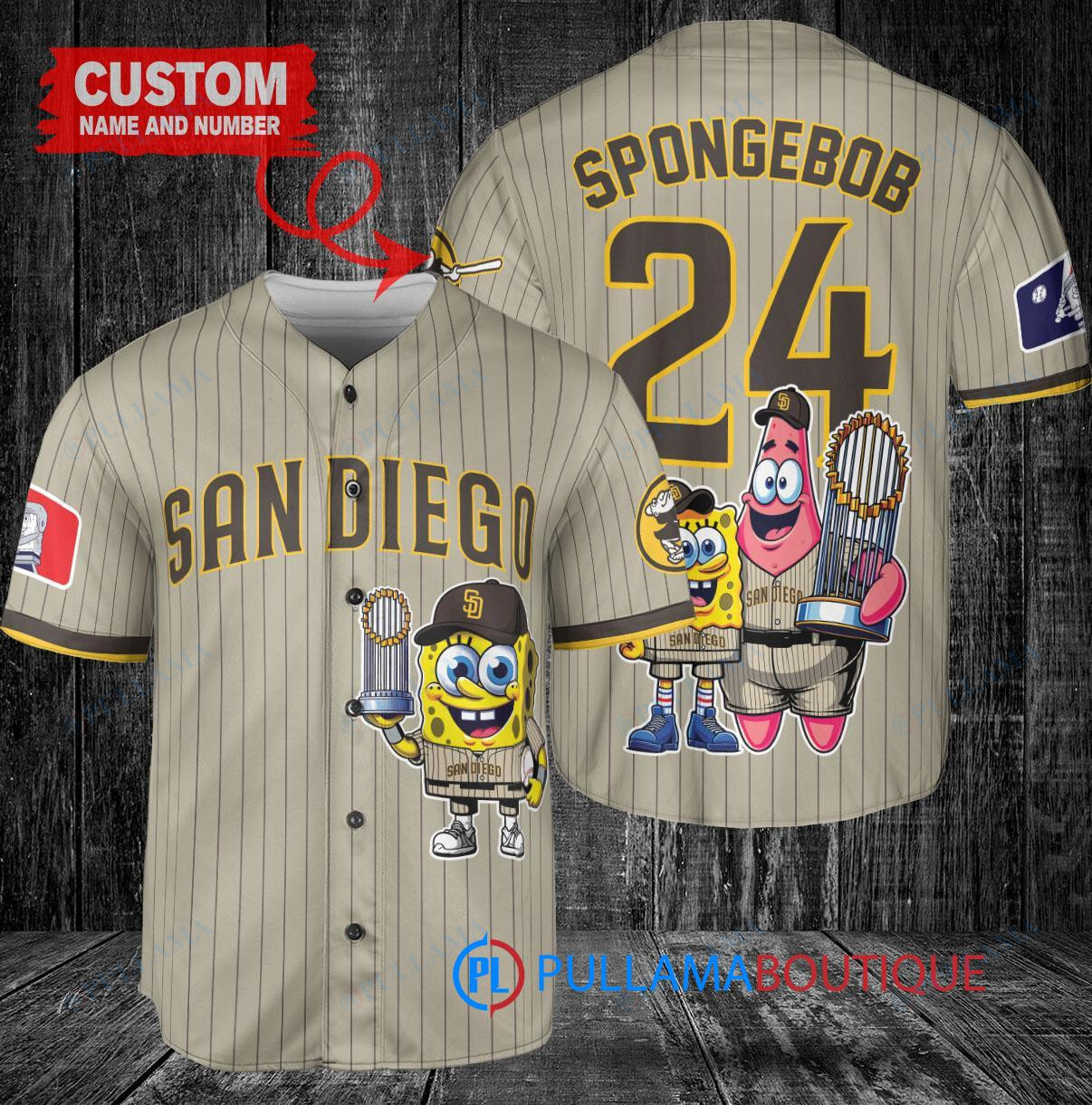 Chicago Cubs x SpongeBob SquarePants with Trophy Custom Baseball Jersey White