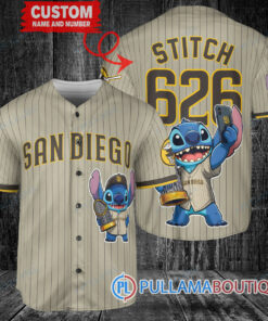 San Diego Padres x Stitch with Trophy Baseball Jersey Tan