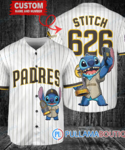 San Diego Padres x Stitch with Trophy Baseball Jersey White