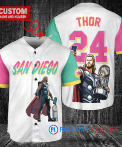 San Diego Padres x Thor Marvel with Trophy Custom Baseball Jersey White City Connect