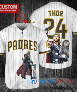 San Diego Padres x Thor Marvel with Trophy Custom Baseball Jersey White