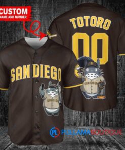 San Diego Padres x Totoro Studio Ghibli with Trophy Custom Baseball Jersey Brown