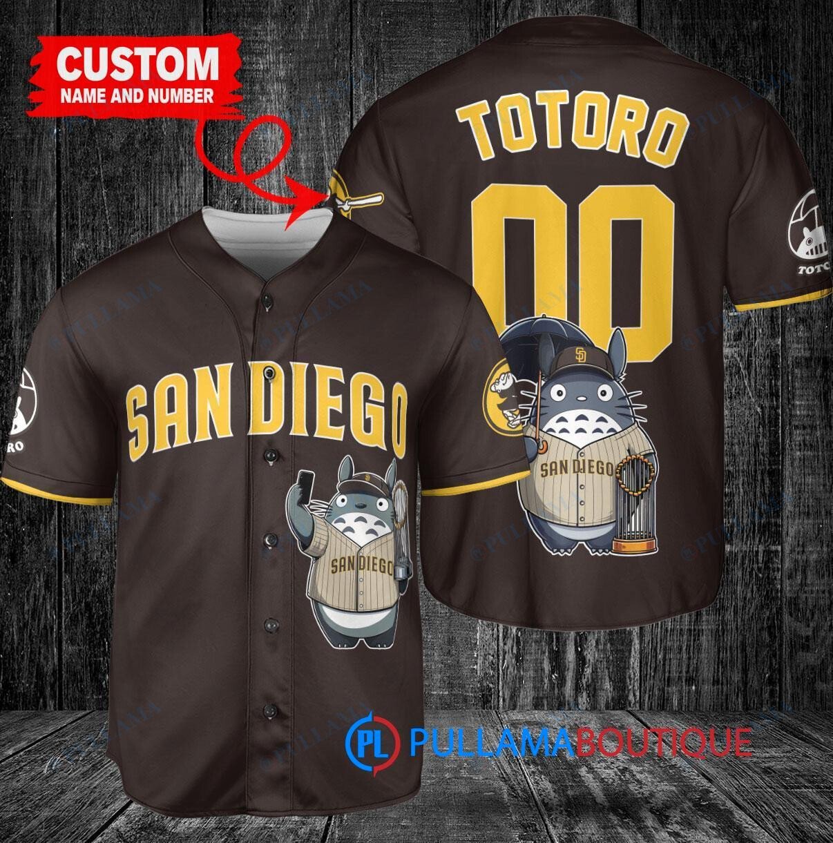 Boston Red Sox x Totoro Studio Ghibli with Trophy Custom Baseball Jersey Gold-Light Blue City Connect