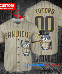 San Diego Padres x Totoro Studio Ghibli with Trophy Custom Baseball Jersey Tan