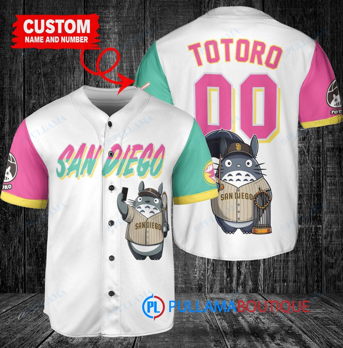 Seattle Mariners x Totoro Studio Ghibli with Trophy Custom Baseball Jersey Royal