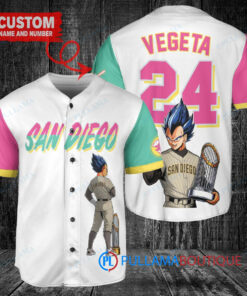 San Diego Padres x Vegeta Super Saiyan Dragon Ball Z with Trophy Custom Baseball Jersey White City Connect