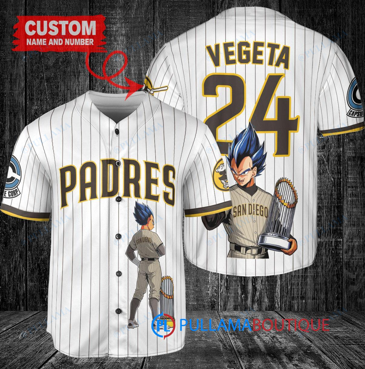 Milwaukee Brewers Vegeta Super Saiyan Dragon Ball Z Baseball Jersey Navy