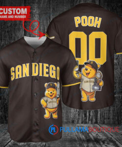 San Diego Padres x Winnie the Pooh with Trophy Custom Baseball Jersey Brown