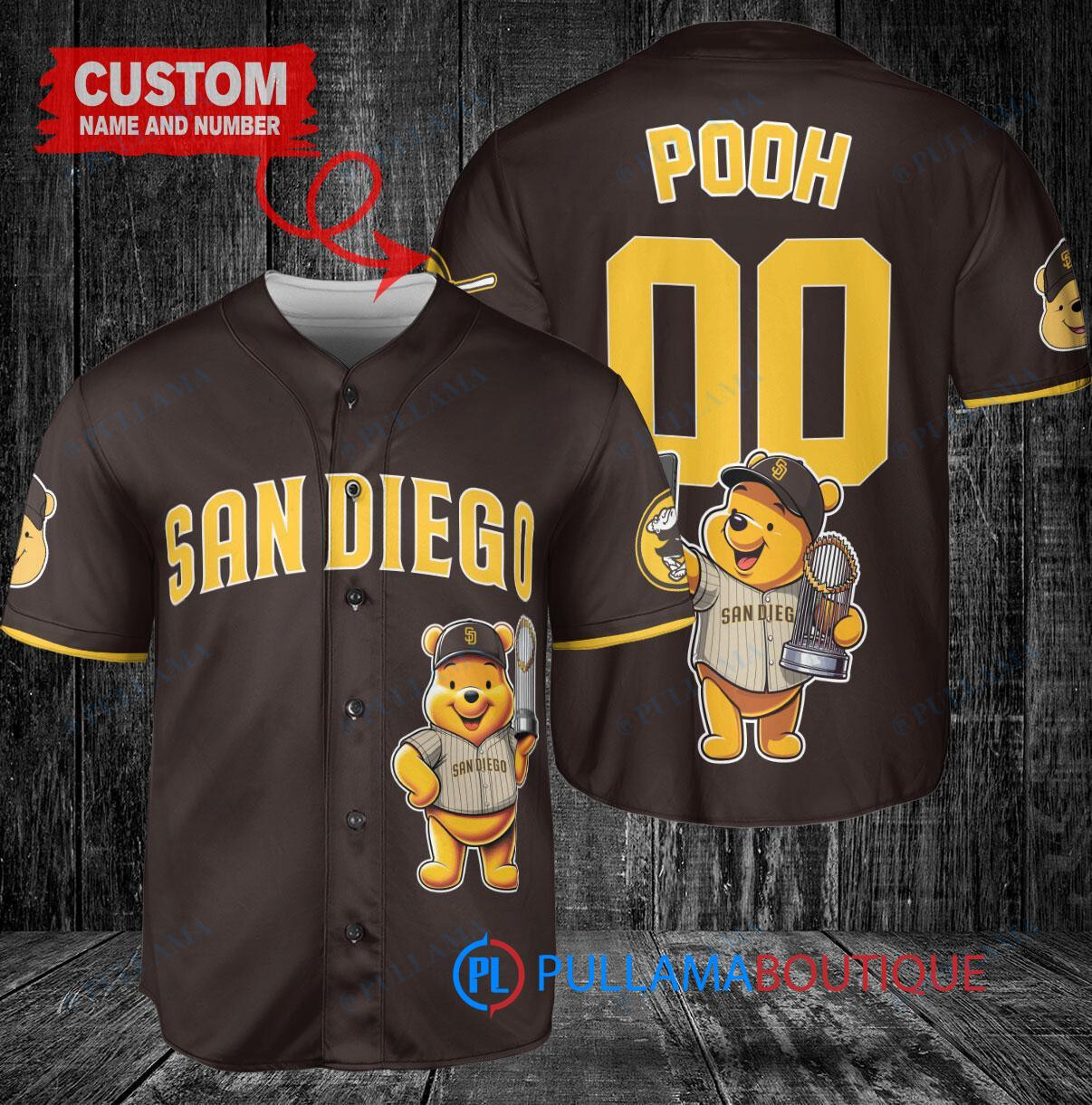 Colorado Rockies x Winnie the Pooh with Trophy Custom Baseball Jersey White