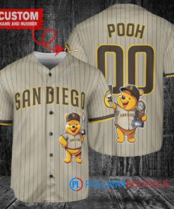 San Diego Padres x Winnie the Pooh with Trophy Custom Baseball Jersey Tan