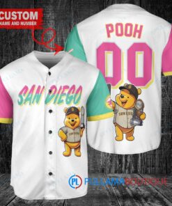 San Diego Padres x Winnie the Pooh with Trophy Custom Baseball Jersey White